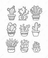 Cactus Premium Doodle Drawn Coloring Vector Hand sketch template