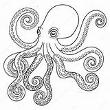 Octopus Coloring Animal Tribal Zentangle Pages Hand Adult Drawn Totem Sea Stock Illustration Adults Vector Panki Drawing Elephant Color Getcolorings sketch template