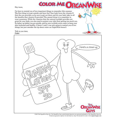 summer sun safety coloring page