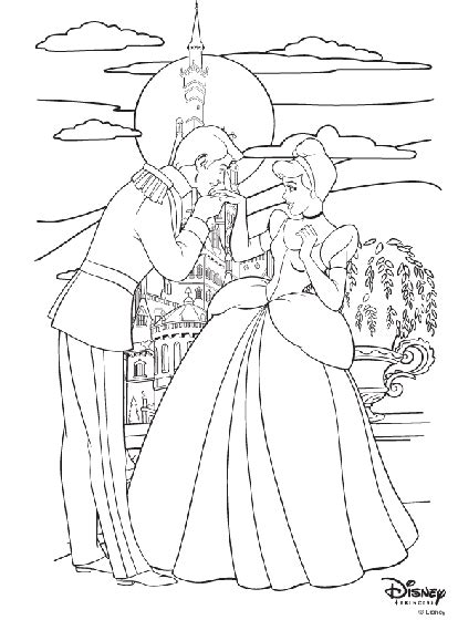 disney princess cinderella  prince charming coloring page