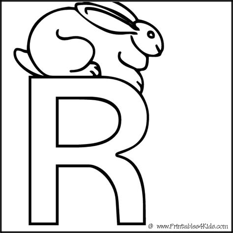 alphabet coloring page letter  rabbit printables  kids