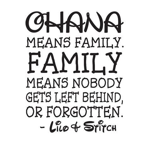 ohana means family family means    left