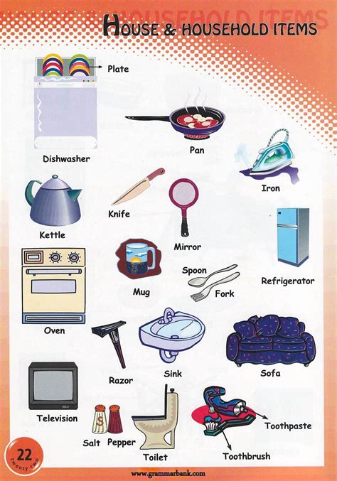 household items vocabulary  kids