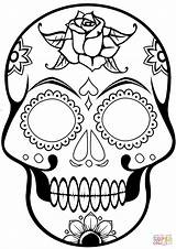 Skull Coloring Sugar Skulls Pages Calavera Printable Simple Drawing Cool Dia Muertos Los Crown Color Clipart Dead Pirate Template Print sketch template
