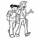 Friends Coloring Pages School Friendship Friend Kids Cartoon African American Drawing People Two Boy Guy Together Things sketch template