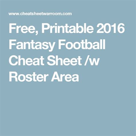 printable  fantasy football cheat sheet  roster area