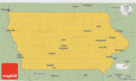 Savanna Style 3d Map Of Iowa