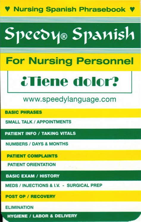 Speedy Spanish For Nursing Personnel Spanish For Nurses