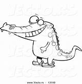 Crocs Crocodile Upright Outlined Wearing Toonaday Print Vecto sketch template