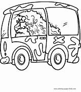 Coloring Pages Transportation Bus Color Kids Printable Sheets Hippie Cars Found sketch template