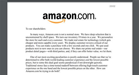 amazons shareholder letters   read  product managers