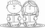 Reading Clipart Clip Kids Children Library Buddy Cute Kid Books Book Partners Read School Boy Two Outline Rug Cliparts Student sketch template