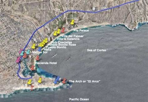 cabo san lucas hotel map aerial map  cabo san lucas hotels cabo
