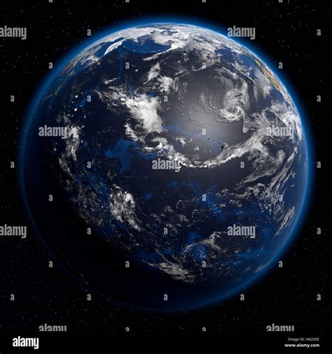 earth viewed  space showing  pacific ocean realistic digital