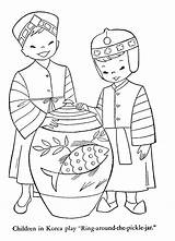 Coloring Korea Pages Korean Kids Children Lands 1954 Other Colouring Book South Hmong Around Burma Embroidery Japan China India Icolor sketch template