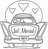 Married Just Car Coloring Pages Drawing Houston Astros Wedding Fun Honeymoon Kids Embroidery Sheets Printable Book Bride Kitschy Template Dress sketch template