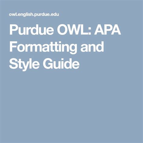 purdue owl  formatting  style guide writing lab purdue