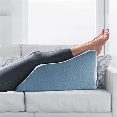 lounge doctor elevating leg rest pillow wedge foam  light blue cover