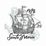 Caravella Caravel Maria Schwimmt Segelschiff Auf Nave sketch template