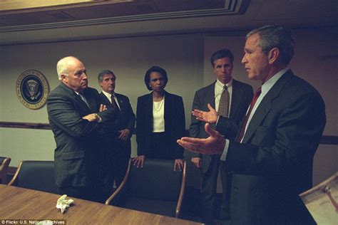 the white house on 9 11 shows george bush and dick cheney