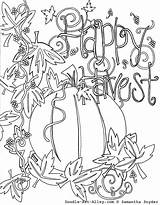 Coloring Pages Fall Thanksgiving Happy November Harvest Doodle Sheets Alley Adults Adult Kids Color Printable Halloween Print Turkey 4th Thursday sketch template