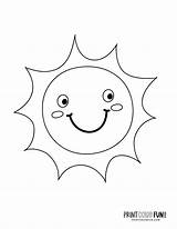 Sun Coloring Pages Fun Printable Print Cute Color Shapes Abstract Faces Stylized sketch template