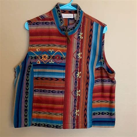susan bristol hand embroidered vest xl fleece vest southwestern style bristol mock neck