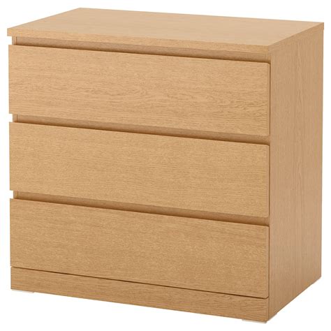 malm oak veneer chest   drawers  cm ikea
