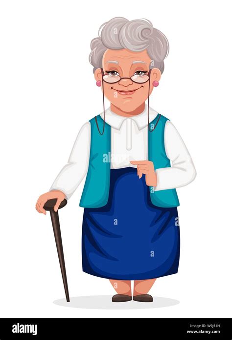 feliz día de los abuelos abuela alegre personaje de caricatura stands