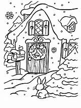 Coloring Christmas Pages Xmas House Village Alone Town Fireplace Santa Printable Color Sheets Houses Winter Printables Kids Cottage Worksheets Activity sketch template