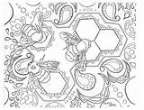 Bees Tribal Zentangle Aztec sketch template