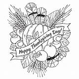 Thanksgiving Coloring Pages Harvest Printable Kids Happy Arrangement sketch template