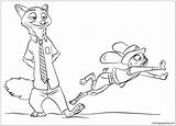 Zootopia Judy Nick Pages Coloring Color sketch template