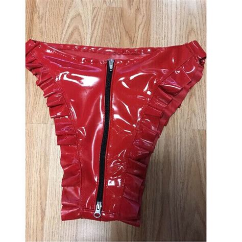 100 Hot Sale Latex Women Red Shorts With Black Zipper 0 4mm Size S Xxl