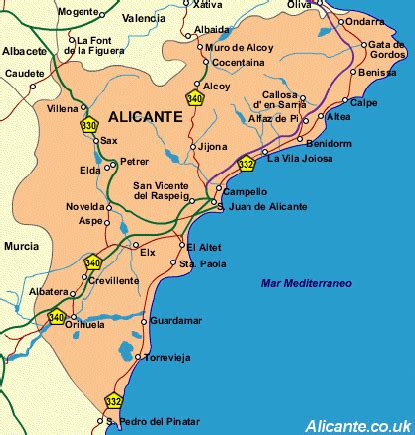 map  alicante    major roads
