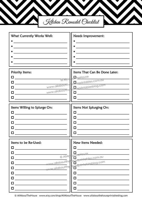 kitchen remodel checklist planner printable renovation home etsy australia kitchen remodel