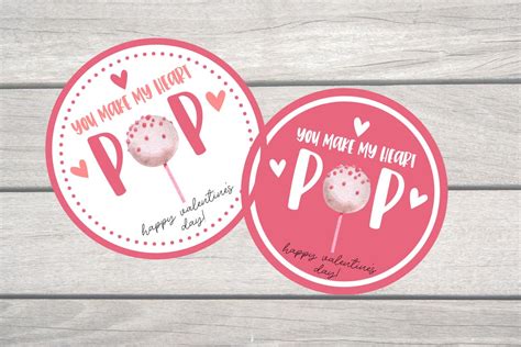 heart pop printable valentines tag kids valentines cake