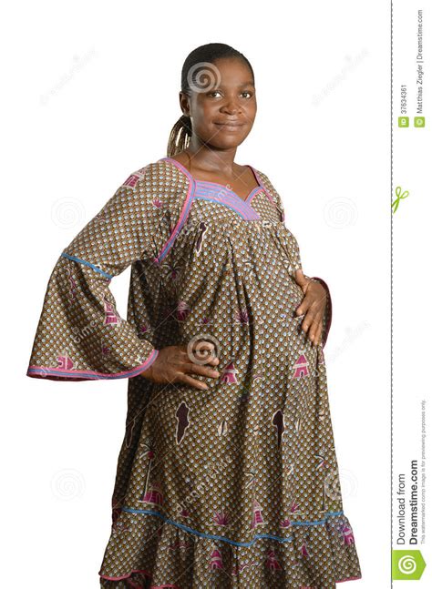 Pregnant African Woman In Traditional Clothes Stock Image
