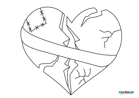 printable broken heart coloring pages  kids