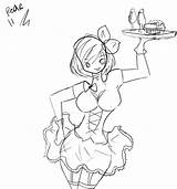 Waitress Drawing Getdrawings sketch template