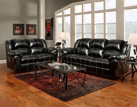 black bonded leather casual motion sofa set living room furniture