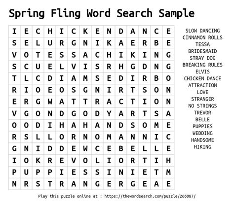 word search  spring fling word search sample