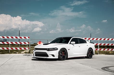 custom white dodge charger  stylish  red accents caridcom gallery