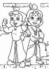 Coloring Bheem Krishna Chota Pages Colouring Print Drawing Clipart Cartoon Drawings Strong Kids His Lord Balaram Quality High Characters Sketches sketch template