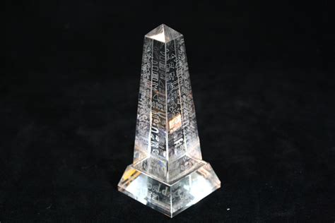 lead crystal pyramid laser etched paperweight hieroglyphics maadi