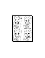 Neko Coloring Cat Maneki Pages Cats Plain 120k sketch template