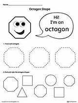 Octagon Shapes Color Trace Worksheets Shape Preschool Activities Worksheet Printable Coloring Math Kindergarten Kids Tracing Learning Pages Writing Myteachingstation Board sketch template