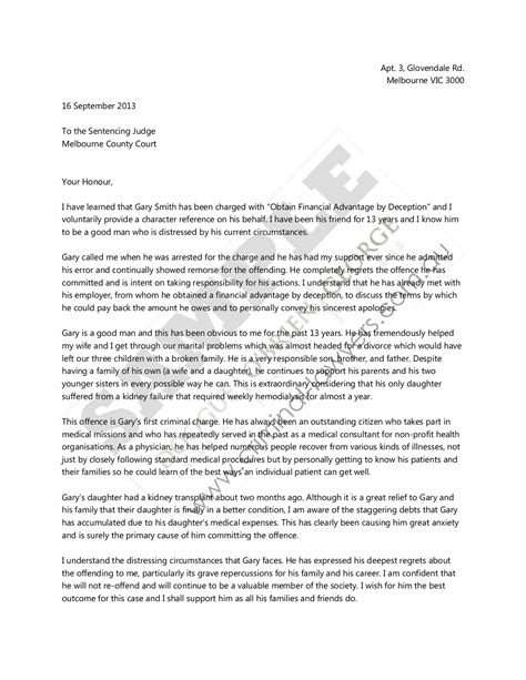 sample character letter  judge  letter template collection