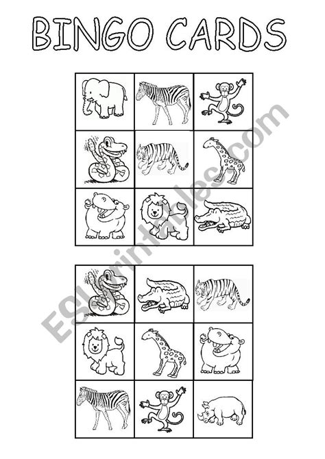 jungle animals bingo cards esl worksheetedurnetudela printable