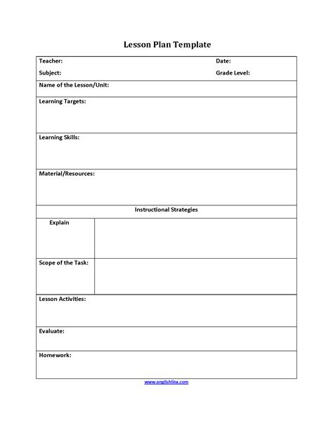 lesson plan template  students